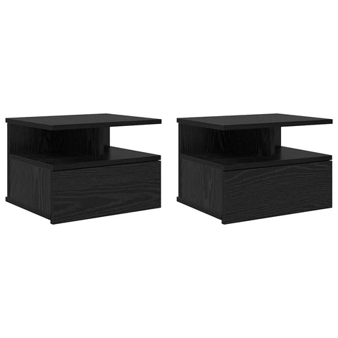 vidaXL Floating Nightstands 2 pcs Black Oak 40x31x27 cm Engineered Wood