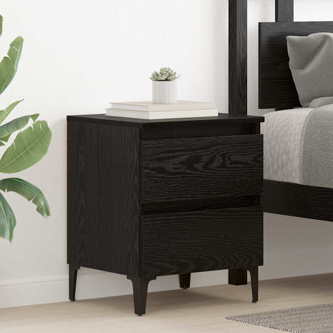 vidaXL Bed Cabinet Black Oak 40x35x50 cm Engineered Wood