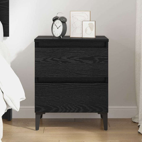 vidaXL Bed Cabinet Black Oak 40x35x50 cm Engineered Wood