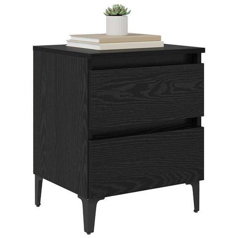 vidaXL Bed Cabinet Black Oak 40x35x50 cm Engineered Wood