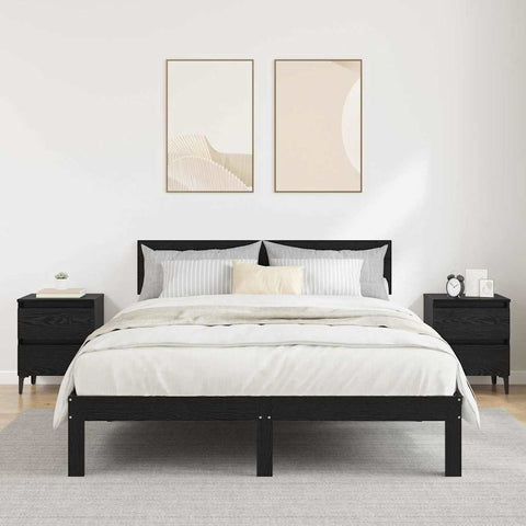 vidaXL Bed Cabinets 2 pcs Black Oak 40x35x50 cm Engineered Wood