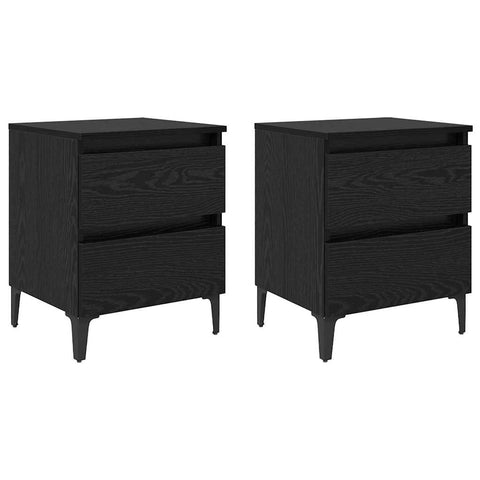 vidaXL Bed Cabinets 2 pcs Black Oak 40x35x50 cm Engineered Wood