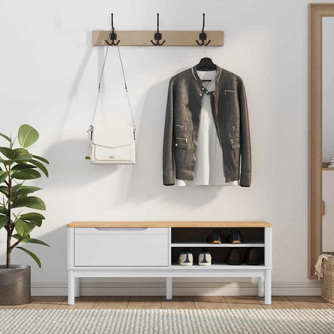 vidaXL Hallway Bench with Shelf White 115 x 40 x 45 cm Solid Pine Wood