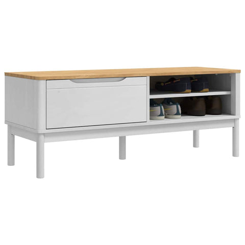 vidaXL Hallway Bench with Shelf White 115 x 40 x 45 cm Solid Pine Wood