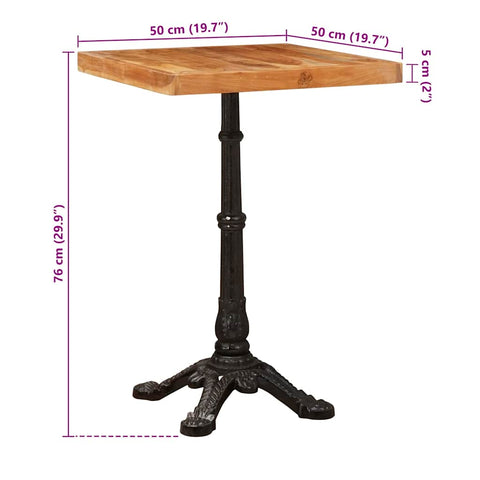 vidaXL Bistro Table Brown 50 x 50 x 76 cm Solid acacia wood