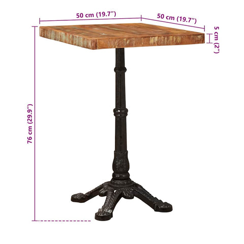 vidaXL Bistro Table Brown 50 x 50 x 76 cm Solid reclaimed wood