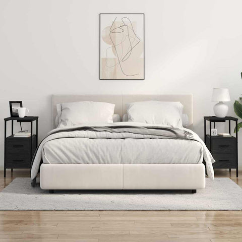 vidaXL Bedside Table Black oak 30 x 48 x 61 cm Engineered wood