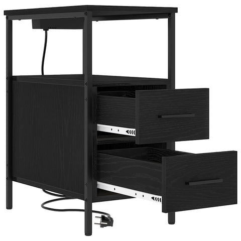 vidaXL Bedside Table Black oak 30 x 48 x 61 cm Engineered wood