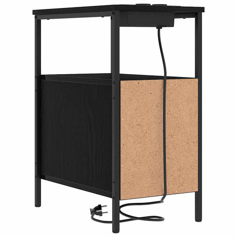 vidaXL Bedside Table Black oak 30 x 48 x 61 cm Engineered wood
