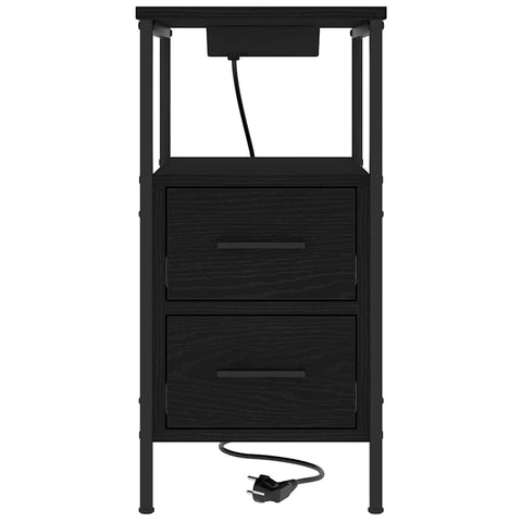 vidaXL Bedside Table Black oak 30 x 48 x 61 cm Engineered wood