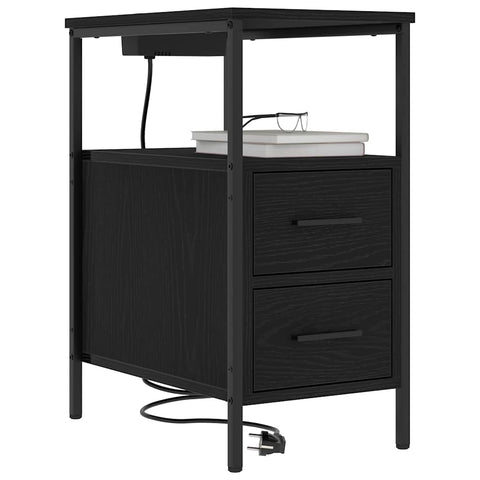 vidaXL Bedside Table Black oak 30 x 48 x 61 cm Engineered wood