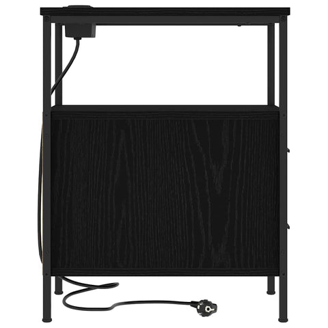 vidaXL Bedside Table Black oak 30 x 48 x 61 cm Engineered wood