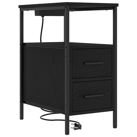 vidaXL Bedside Table 2 pcs Black oak 30 x 48 x 61 cm Engineered wood