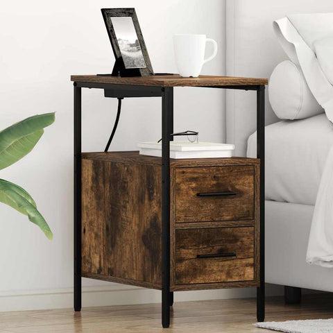 vidaXL Bedside Table 2 pcs Smoked oak 30 x 48 x 61 cm Engineered wood