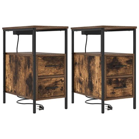 vidaXL Bedside Table 2 pcs Smoked oak 30 x 48 x 61 cm Engineered wood