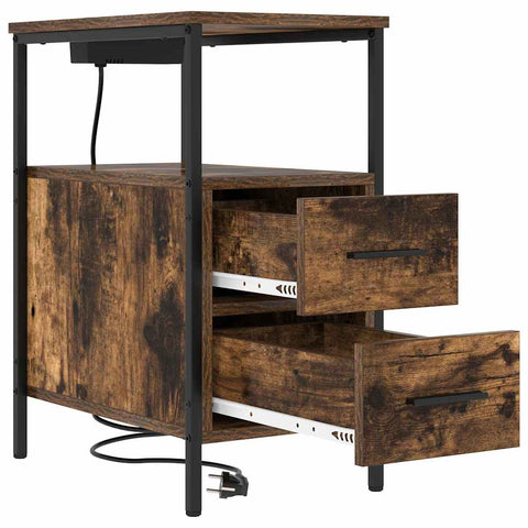 vidaXL Bedside Table 2 pcs Smoked oak 30 x 48 x 61 cm Engineered wood