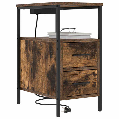vidaXL Bedside Table 2 pcs Smoked oak 30 x 48 x 61 cm Engineered wood