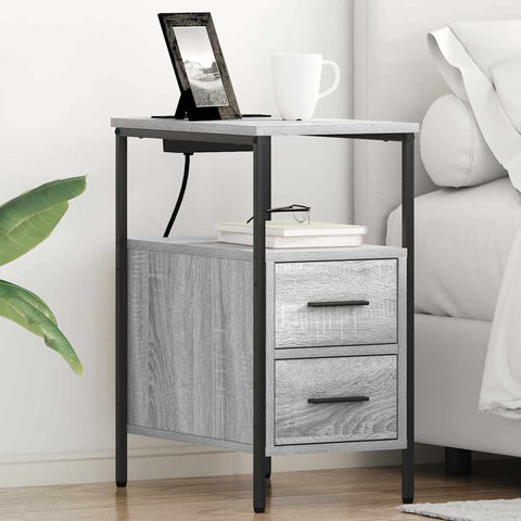 vidaXL Bedside Table 2 pcs Grey sonoma 30 x 48 x 61 cm Engineered wood