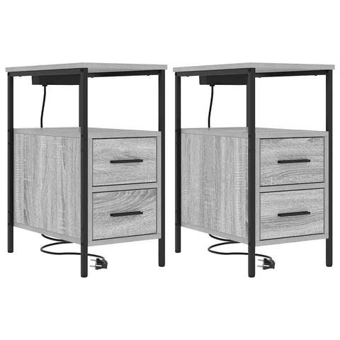 vidaXL Bedside Table 2 pcs Grey sonoma 30 x 48 x 61 cm Engineered wood
