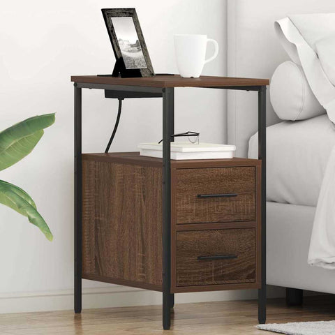 vidaXL Bedside Table Brown oak 30 x 48 x 61 cm Engineered wood