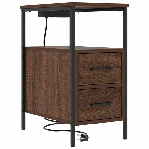 vidaXL Bedside Table Brown oak 30 x 48 x 61 cm Engineered wood