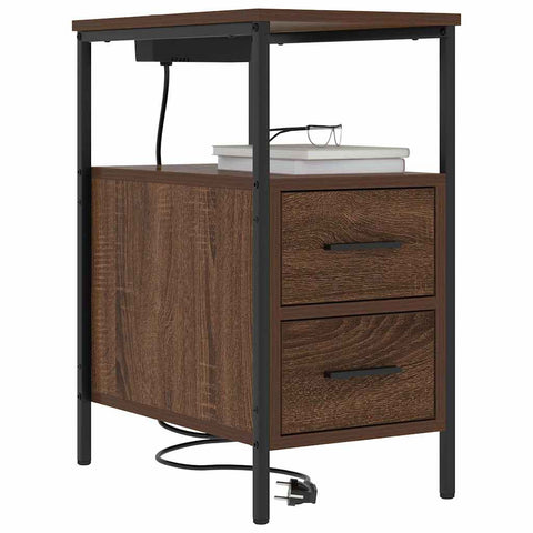 vidaXL Bedside Table Brown oak 30 x 48 x 61 cm Engineered wood