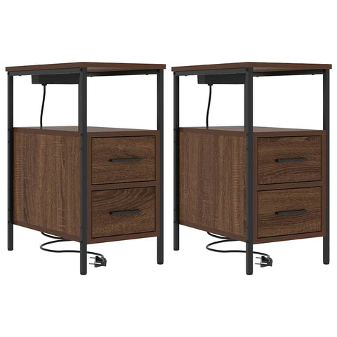 vidaXL Bedside Table 2 pcs Brown oak 30 x 48 x 61 cm Engineered wood