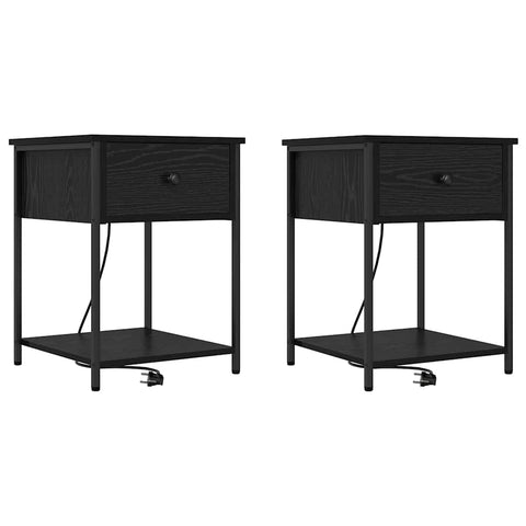 vidaXL Bedside Cabinet 2 pcs Black oak 42 x 41 x 56 cm Engineered wood
