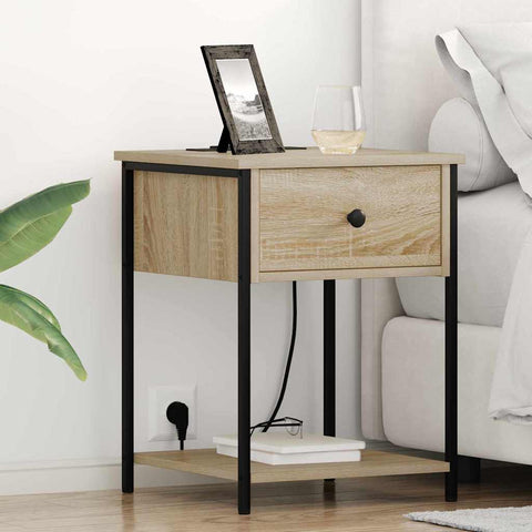 vidaXL Bedside Cabinet with Drawer 2 pcs Sonoma oak 42 x 41 x 56 cm