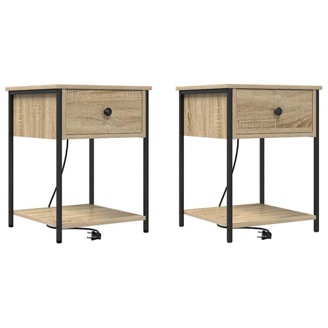 vidaXL Bedside Cabinet with Drawer 2 pcs Sonoma oak 42 x 41 x 56 cm