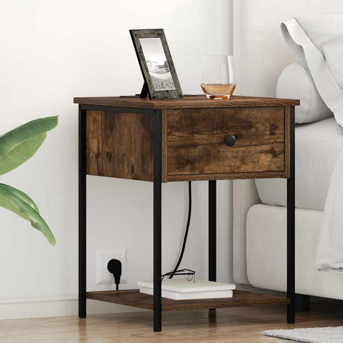 vidaXL Bedside Cabinet Smoked oak 42 x 41 x 56 cm Engineered wood