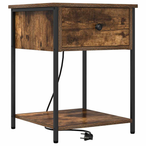vidaXL Bedside Cabinet Smoked oak 42 x 41 x 56 cm Engineered wood