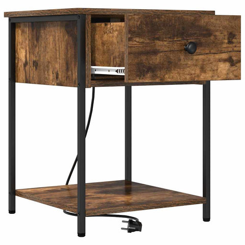 vidaXL Bedside Cabinet Smoked oak 42 x 41 x 56 cm Engineered wood