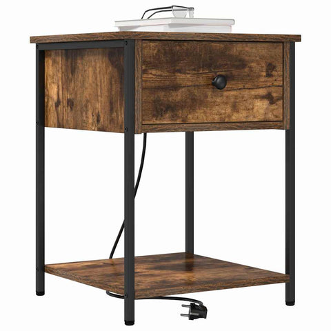 vidaXL Bedside Cabinet Smoked oak 42 x 41 x 56 cm Engineered wood