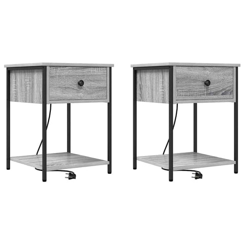 vidaXL Bedside Cabinet with Drawer 2 pcs Grey sonoma 42 x 41 x 56 cm