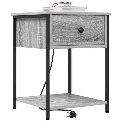 vidaXL Bedside Cabinet with Drawer 2 pcs Grey sonoma 42 x 41 x 56 cm