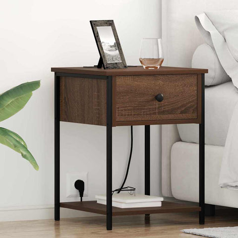 vidaXL Bedside Cabinet 2 pcs Brown oak 42 x 41 x 56 cm Engineered wood