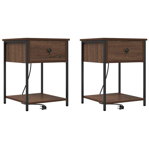 vidaXL Bedside Cabinet 2 pcs Brown oak 42 x 41 x 56 cm Engineered wood