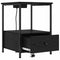 vidaXL Bedside Cabinet with Charging Station Black oak Engineered Wood