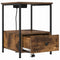 vidaXL Bedside Cabinet with Charging Station with Drawer Smoked oak