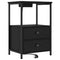 vidaXL Bedside Cabinet with Charging Station Black oak Engineered Wood