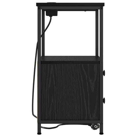 vidaXL Bedside Cabinet with Charging Station 2 pcs Black oak