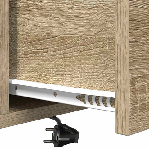 vidaXL Bedside Cabinet with Charging Station with Drawer Sonoma oak
