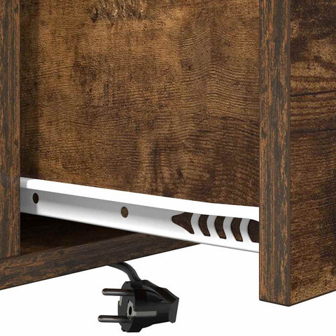 vidaXL Bedside Cabinet with Charging Station with Drawer Smoked oak