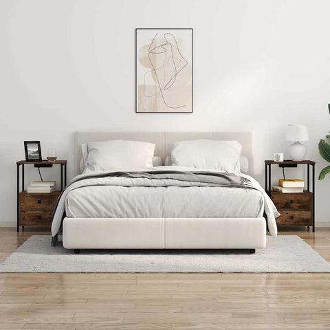 vidaXL Bedside Cabinet with Charging Station with Drawer Smoked oak