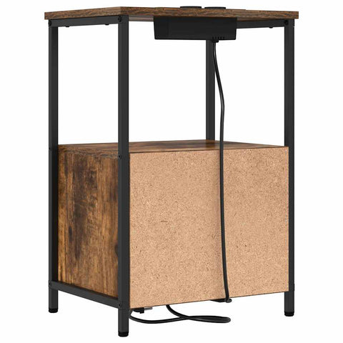 vidaXL Bedside Cabinet with Charging Station 2 pcs Smoked oak
