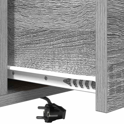 vidaXL Bedside Cabinet with Charging Station 2 pcs Grey sonoma