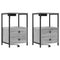 vidaXL Bedside Cabinet with Charging Station 2 pcs Grey sonoma