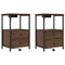 vidaXL Bedside Cabinet with Charging Station 2 pcs Brown oak