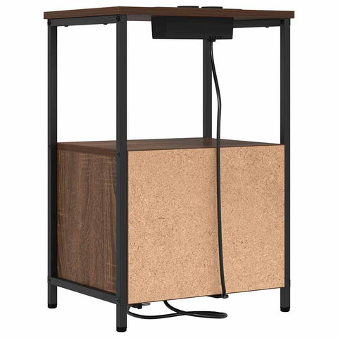 vidaXL Bedside Cabinet with Charging Station 2 pcs Brown oak